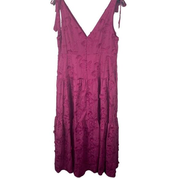 NWT‎ MARCHESA NOTTE Pink Tie Strap Floral Maxi Dress Tiered Wedding Size 14 $545 - Picture 5 of 12